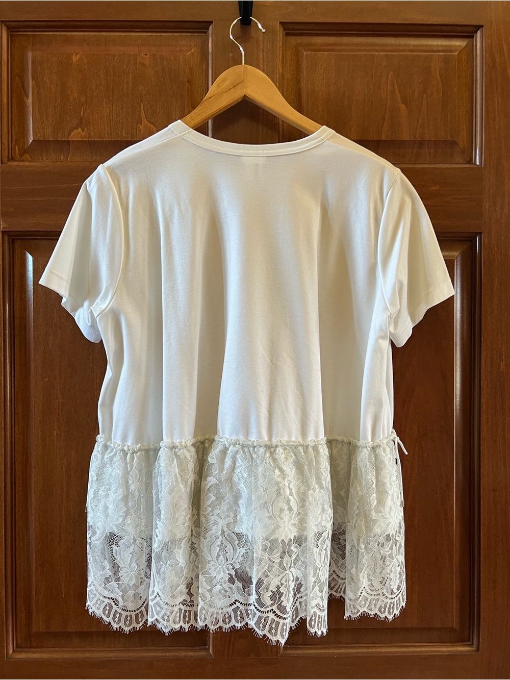 Noir Kei Ninomiya Top with Lace Trim White Silver Size L - Picture 4 of 16